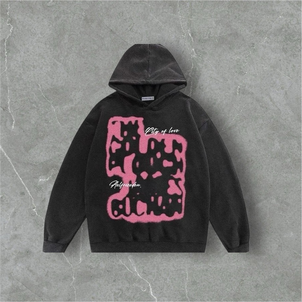 Aelfric Eden Black Hoodie with Pink Pattern